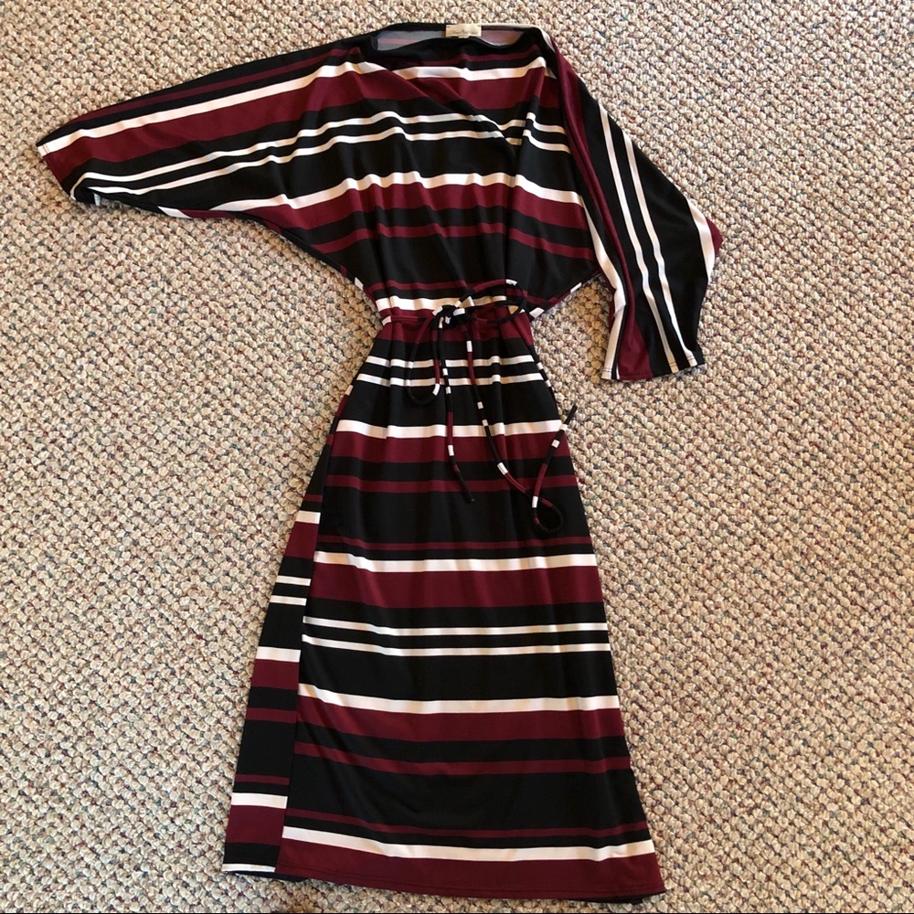 Mid-Sleeve Striped Dress